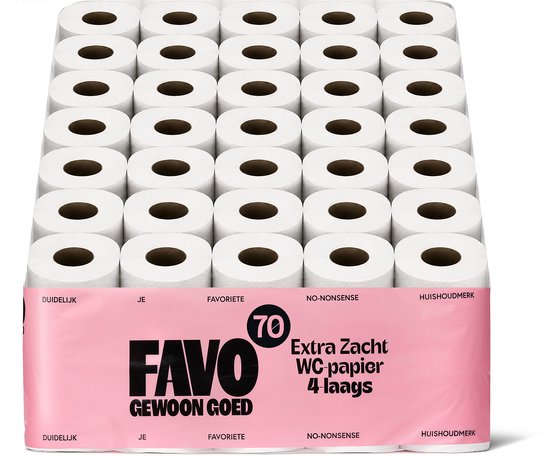 Favo Toiletpapier - 4-laags - 70 rollen - 160 vellen per rol - extra zacht & sterk wc-papier - voordeelverpakking