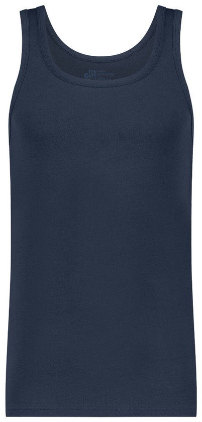 Marineblauw Ten Cate hemd met ronde hals en gedrukte details in de nek.