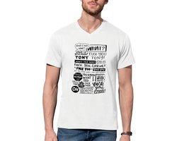 Heren T-shirt met V-hals - trendy stijl met meme-print