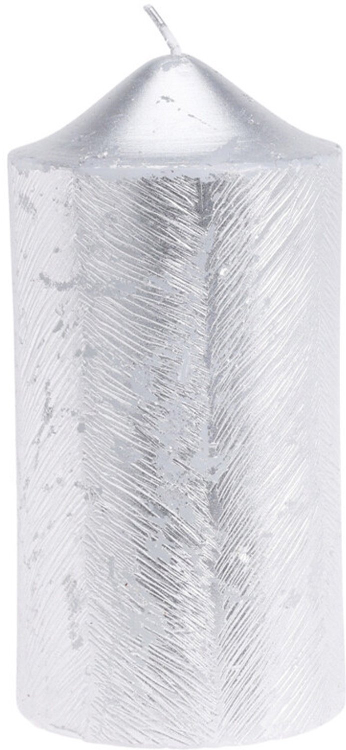 Home & Styling Collection Home Styling Collection - Decoratieve kaars met metallic patroon, 7 x 14 cm Zilver