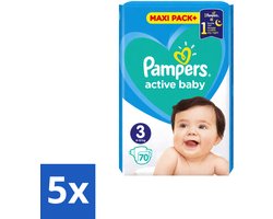 5 x Pampers – Luiers – Active Baby Maat 3 – 70 Luiers - Voordeelverpakking - 5 stuks