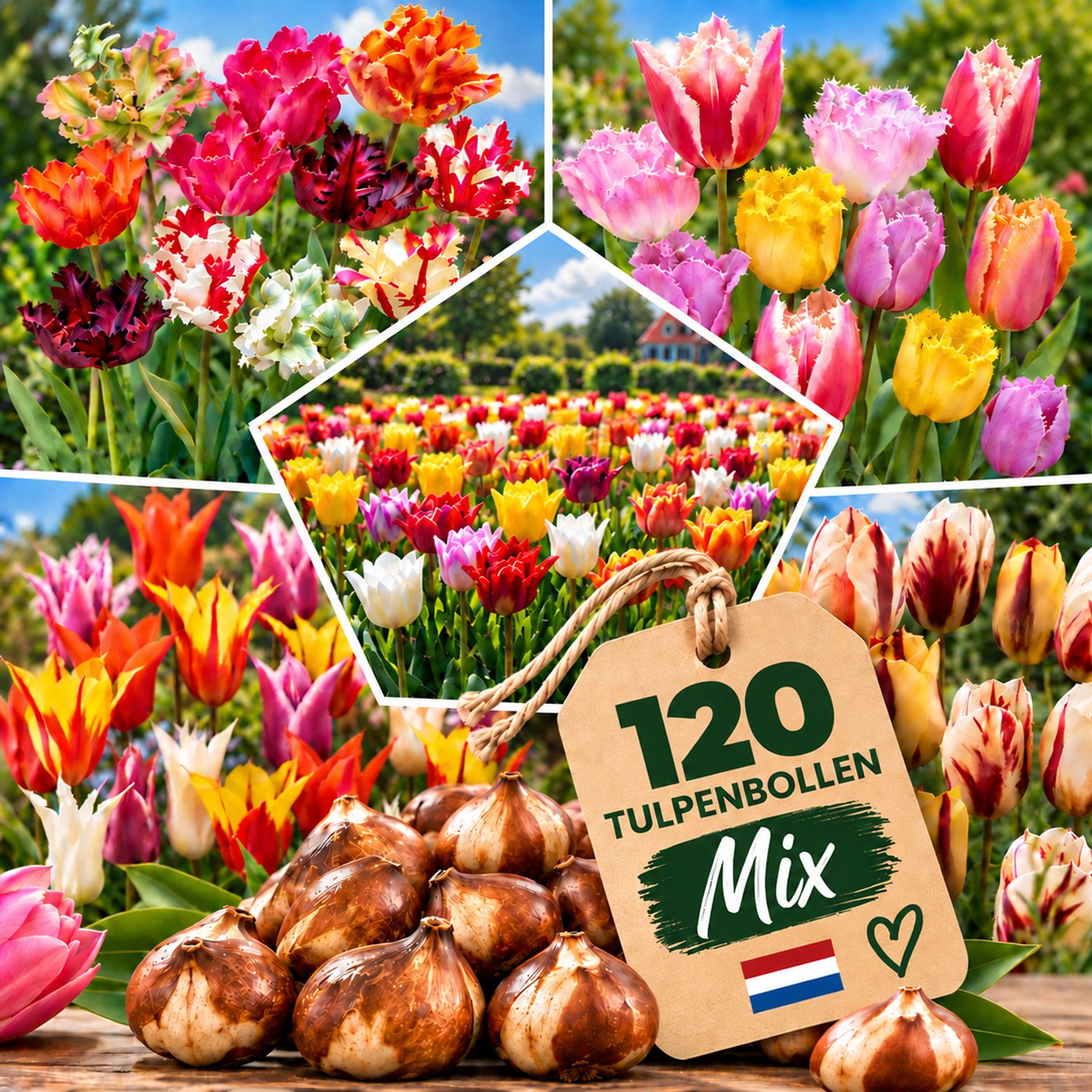 Tulpen Bloembollen - 120 stuks - Mix van 15 Soorten - Meerkleurig - Bloem Bollen Mix - Tulpenbollen Cadeau - Bloemen - Winterhard - Meerjarig