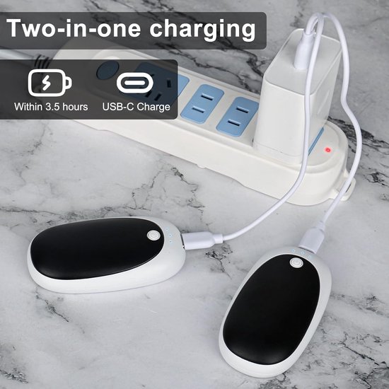 Dailygoods - Handwarmers, oplaadbaar, 2 stuks, magnetische elektrische draagbare verwarming, 6000 mAh, zakformaat, ultralicht en dun, 3 standen, verwarming, snel opwarmen, herbruikbare warme handen voor buiten — cadeau in Sport & Outdoor - foto 2