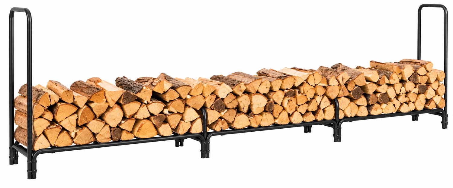 Sellino Houtrek - Verstelbaar Brandhoutrek - Stevige Metalen Opslag voor Buiten - Belastbaar tot 408 Kg - 344,9 x 35 x 117 cm