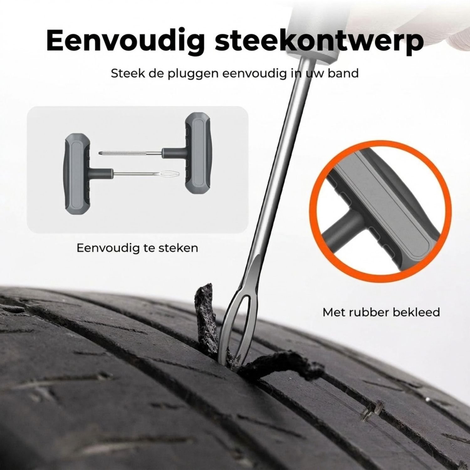 Proppenset - Autobanden Reparatie Set - Autobanden Pomp - Grijs en Zwart