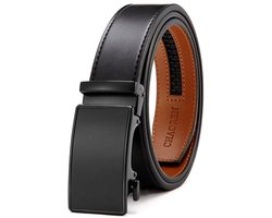 CHAOREN herenriem - automatische leren riem voor kostuum - 35 mm, zonder gaten - verstelbare maat - matte gesp, zwart