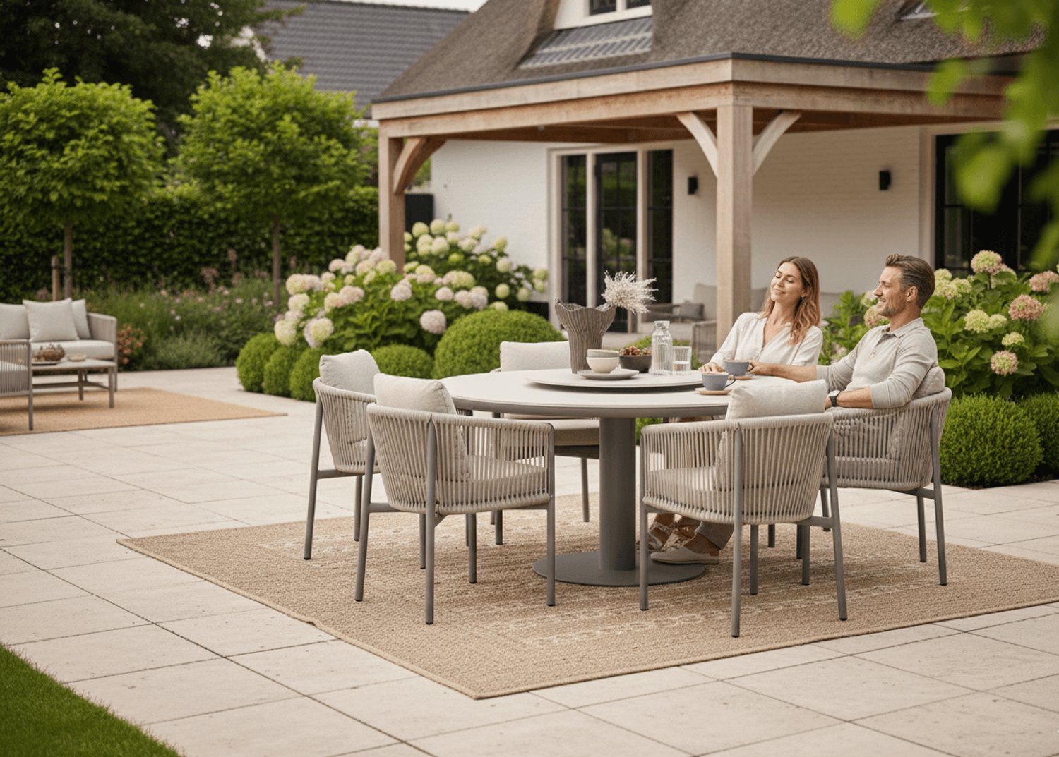 Apple Bee Bora Bora Garden Dining Set 7-Piece - Taupe - 6 People - Rope