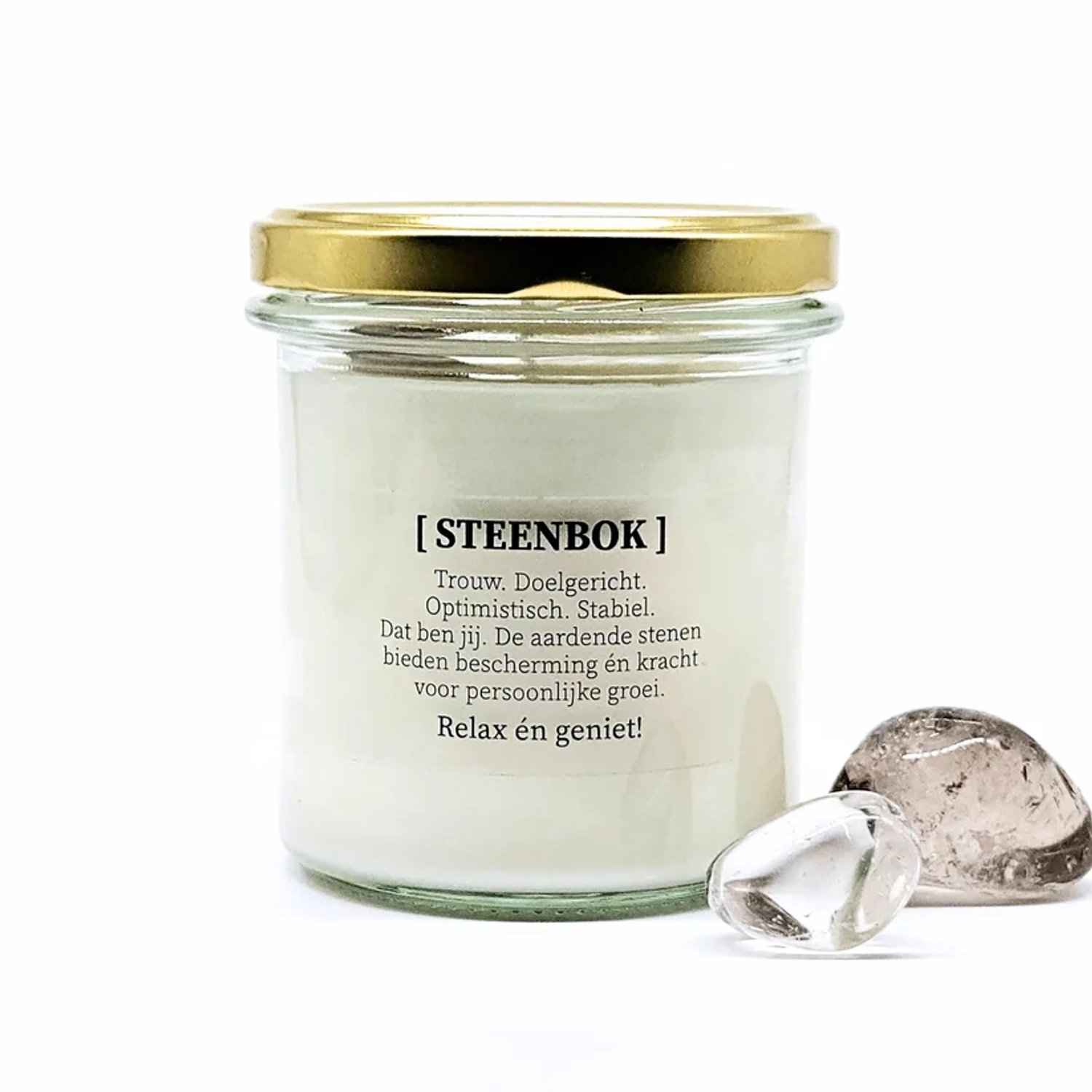 Candlelight-on - sterrenbeeld kaars met edelstenen - Steenbok - o.b.v. sojawas en etherische oliën