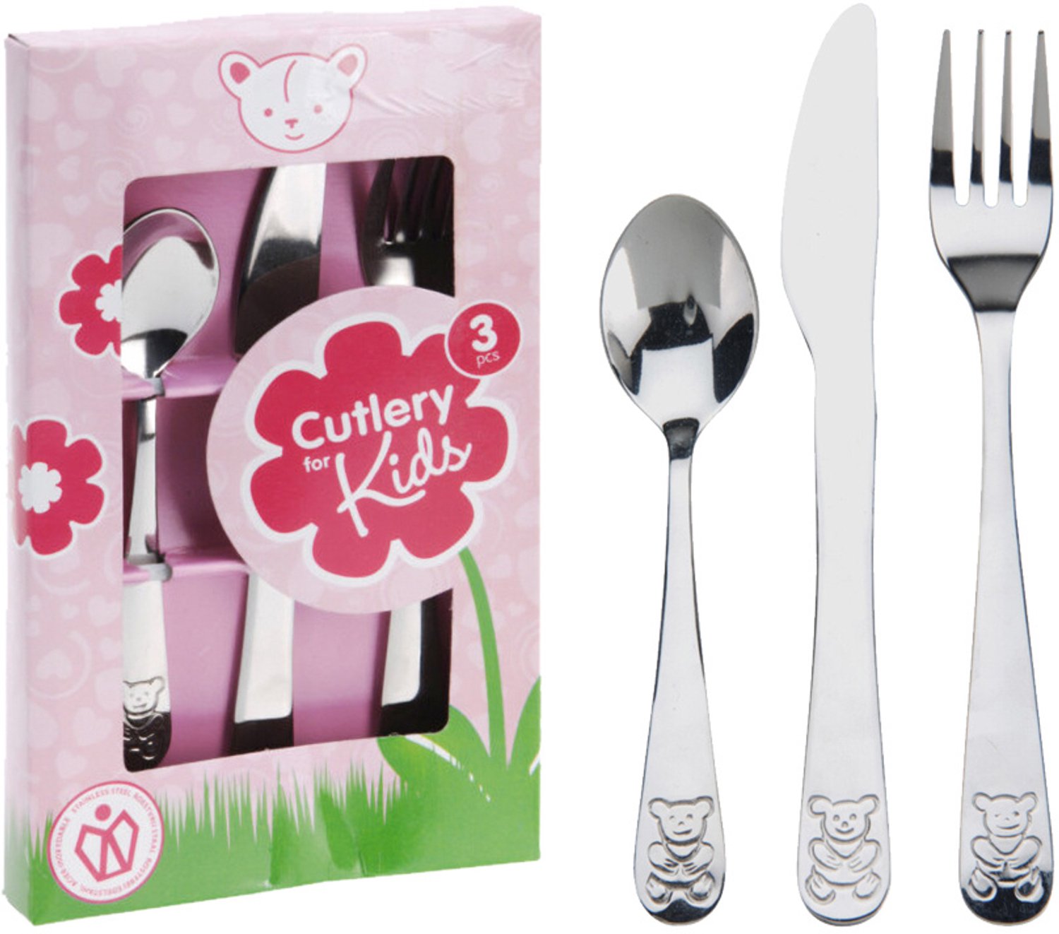 EH Excellent Houseware - Kinderset bestek, 3 delen - roze