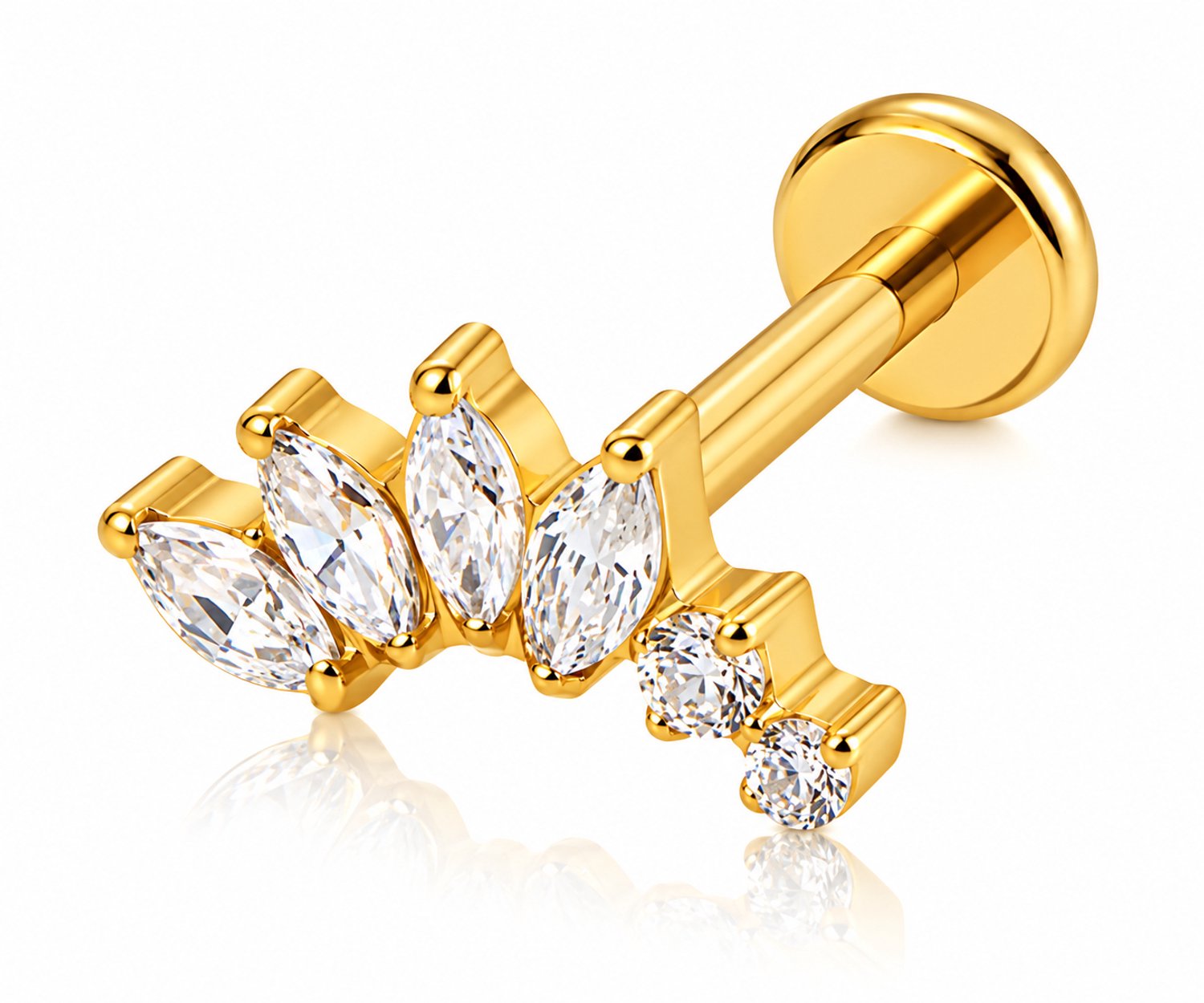 Maevi® Piercing voor Oor - Kleur: Goud - Formaat: 1.2 x 8 MM - Titanium - Tragus / Kraakbeen / Helix / Conch - Oorpiercing - Piercing Sieraad - Hoge Kwaliteit - Labret Piercing - Luxe Sieraad - Oorbellen - Incl Luxe Verpakking - 18K Goldplated