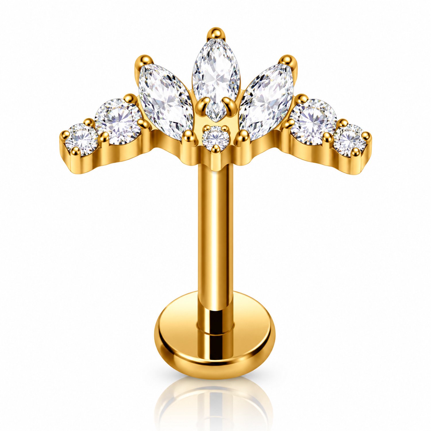 Maevi® Piercing voor Oor - Kleur: Goud - Formaat: 1.2 x 8 MM - Titanium - Tragus / Kraakbeen / Helix / Conch - Oorpiercing - Piercing Sieraad - Hoge Kwaliteit - Labret Piercing - Luxe Sieraad - Oorbellen - Incl Luxe Verpakking - 18K Goldplated