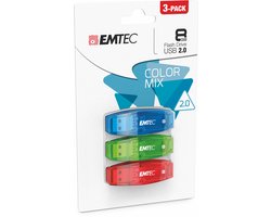 USB Sticks Color Mix - 8 GB - Flashdrive - USB 2.0 - Kleurenmix - 3-pack