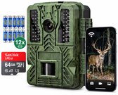 Valbomo® Wildcamera met Nachtzicht en WIFI - 4K Ultra HD - Wildlife camera - WiFi APP - Incl. 32GB SD - Tripod - 12 batterijen