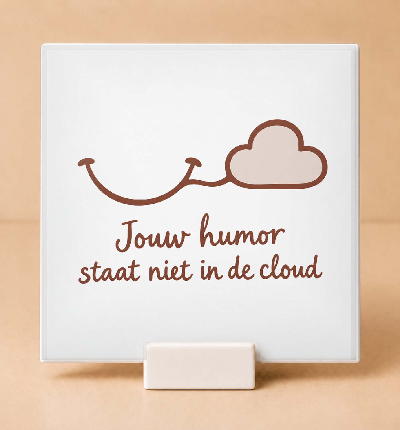 Bedruk King Vrolijke De AI-wijze meester Tegel – Humoristische en kleurrijke wanddecoratie voor techliefhebbers - 15 x 15 cm met houder Wit