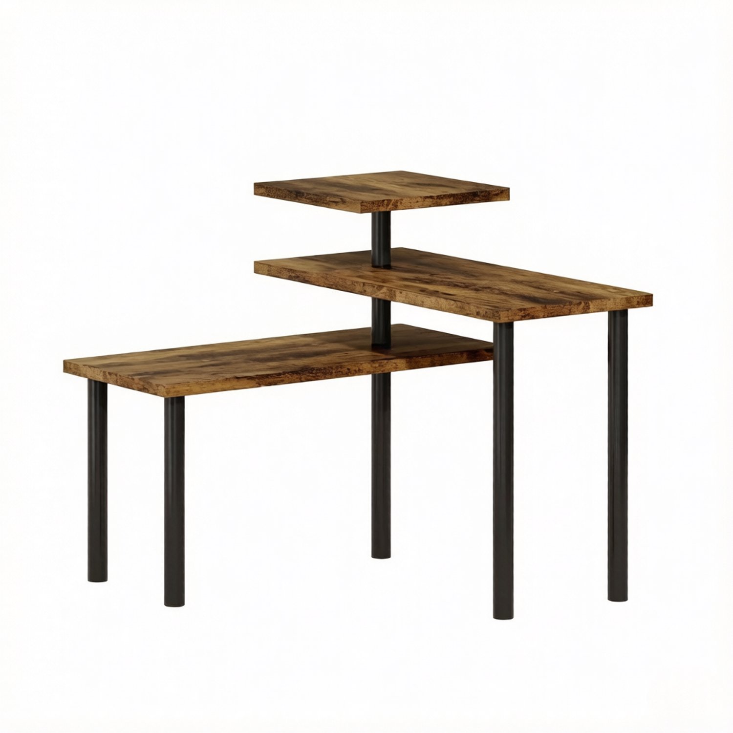 SONNENH Draaibaar tafelrek met 3 niveaus - Bruine houtlook en zwart - 40 x 18 x 36,5 cm