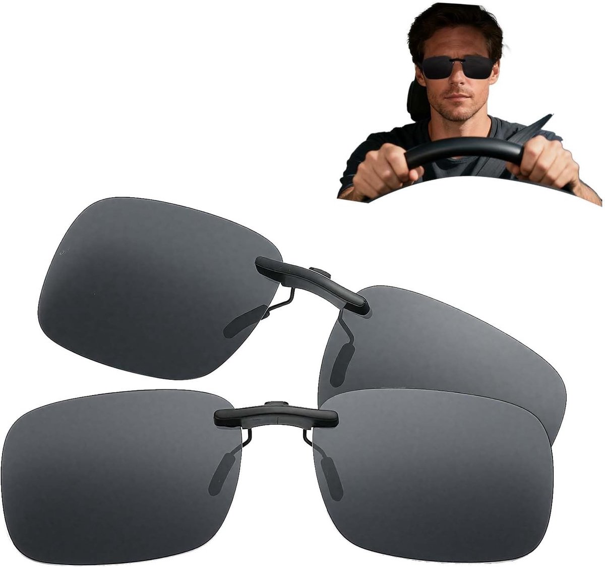 Gepolariseerde Clip-on Nachtbril - Zwart - Lichtgewicht - UV400 Bescherming - Voor Brildragers