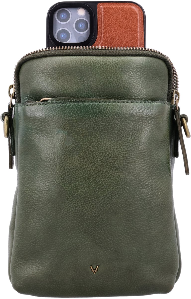 Vilenca Leren Telefoontasje Olive