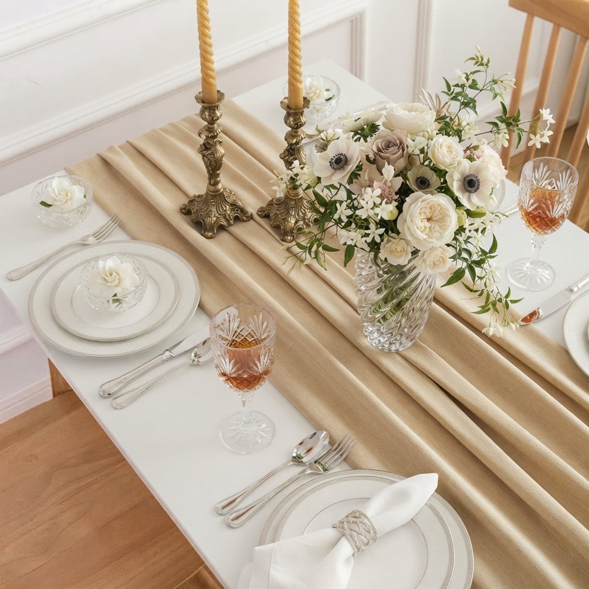 Livatto Chiffon Tafelloper Bruin – 300 x 70 cm – Elegante Tafeldecoratie voor Bruiloft en Diner