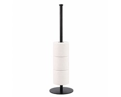 Duna Toiletrolhouder Zwart - WC Rolhouder Staand - Reserverolhouder - Zonder Boren