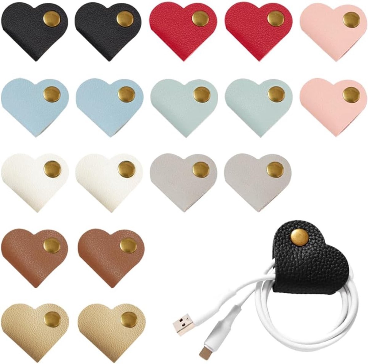 Herbruikbare PU Leren Kabelorganizer - 18 Stuks, Draadbeheerders voor Oordopjes, Telefoonoplader en USB-kabels, Compact en Handig voor Thuis en Op Reis