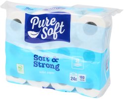 Pure Soft toiletpapier Soft & Strong 24 rollen - 180 vel - 2-laags