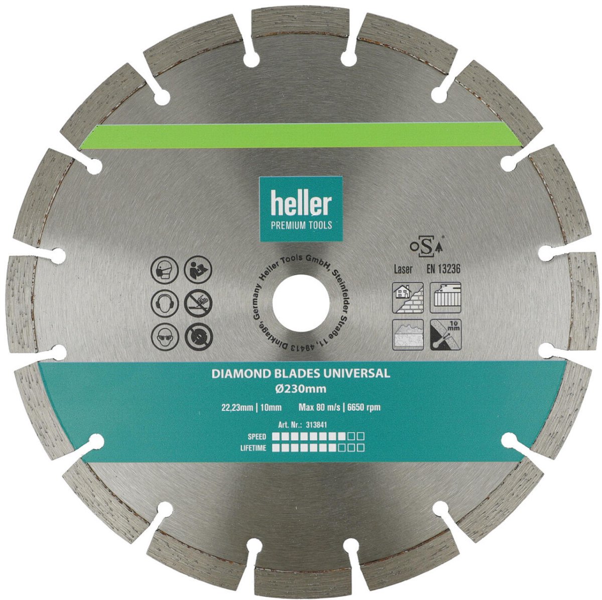 Heller Diamantzaagblad voor Droogzagen – 230 x 22.23mm – Universeel – 313841
