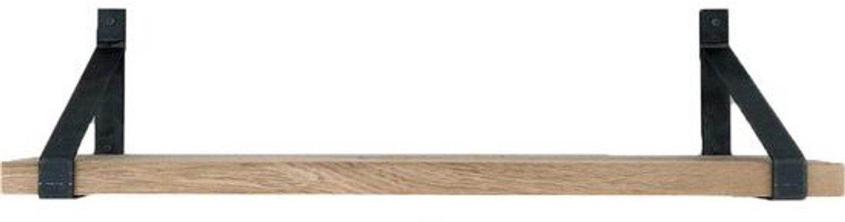 GoudmetHout Lichte Eiken Wandplank - 240x25 cm - 2 Industriële XL Plankdragers Zonder Coating Licht eiken