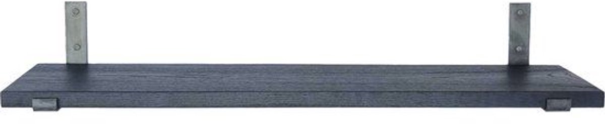 GoudmetHout Zwarte Eiken Wandplank - 260x25 cm - Plankdragers L-UP Zonder Coating Zwart eiken
