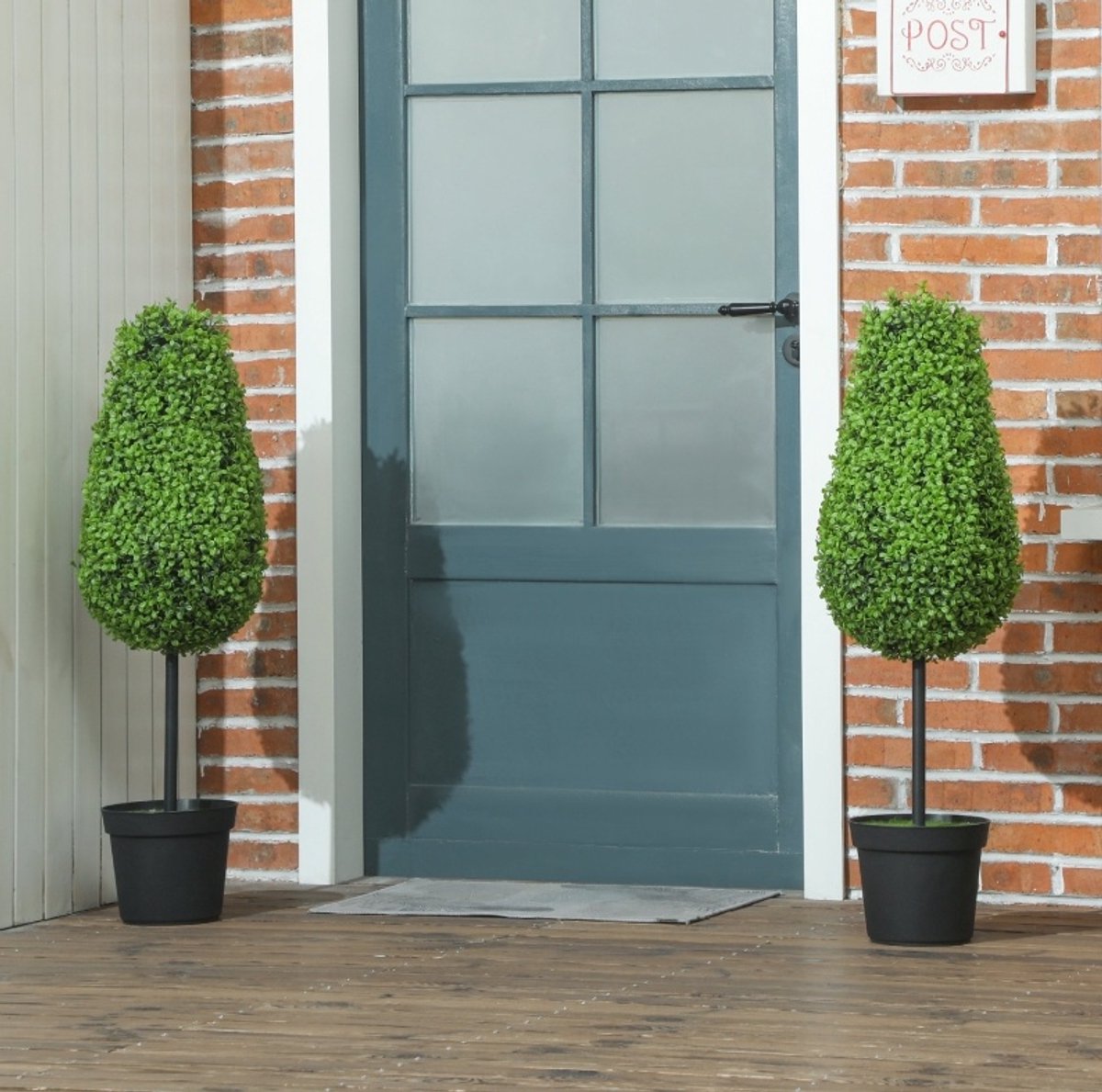 Kunstbuxus - Set van 2 - 90 cm - Kunststof - Groen - In Pot - Waterdruppelvorm - Voor Binnen en Buiten
