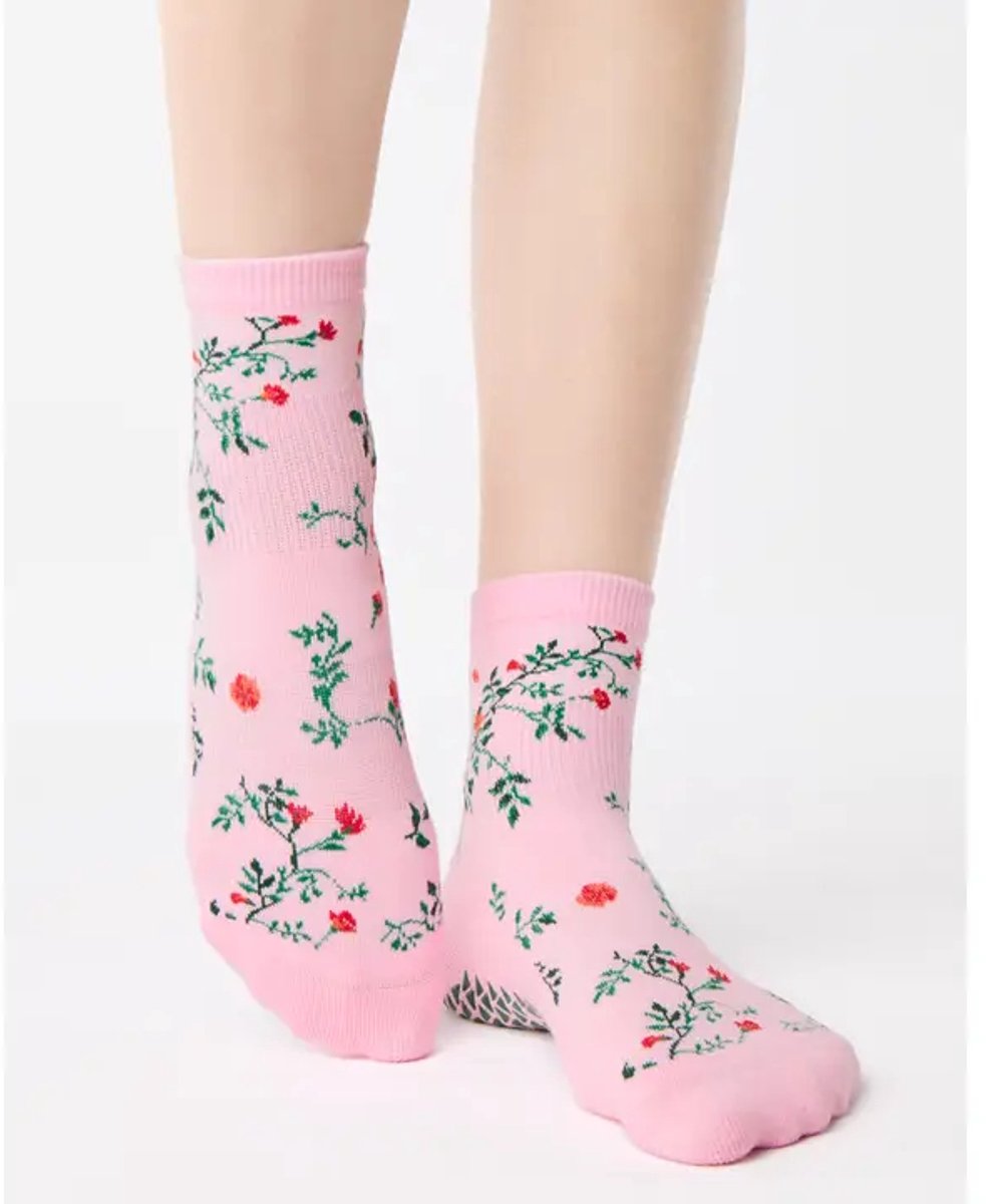 Pointe Studio Dames Rose Garden Enkel Grip Sok - Roze - 39-42