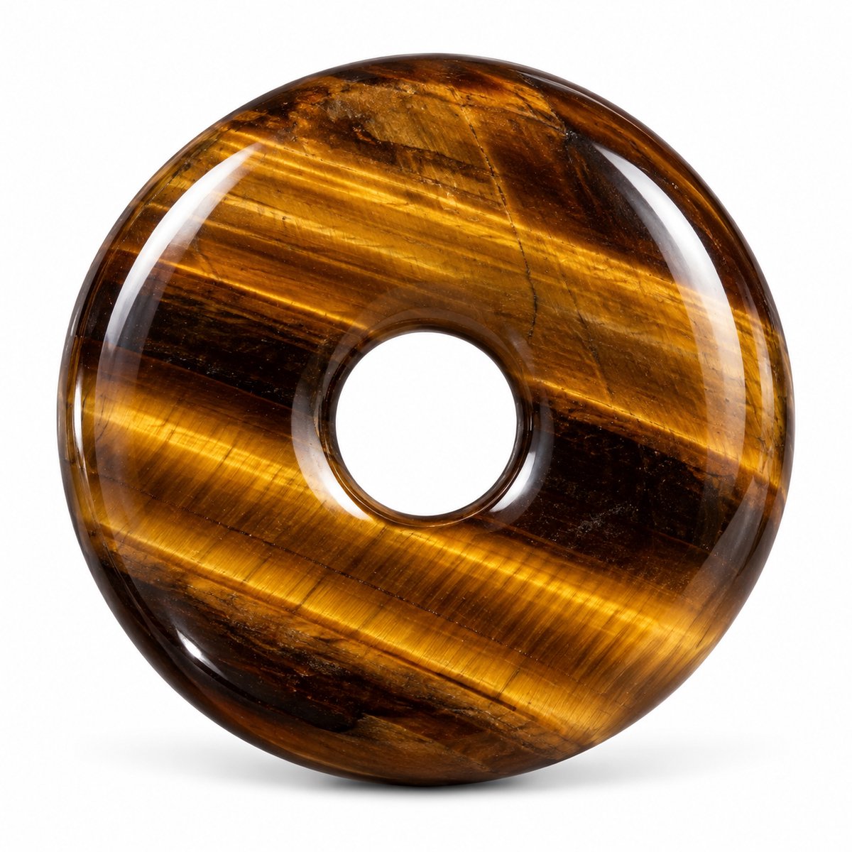 S4H® Tijgeroog Donut Hanger – Gepolijste Edelsteen – 30 mm – Goudbruine Natuursteen – Kracht, Bescherming & Zelfvertrouwen