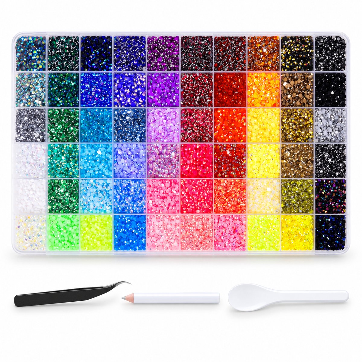 Currero Bedazzle Kit - Bedazzling - Plakstenen - Strass Steentjes - DIY Versieren - Strass Applicator Set Met 60 Kleuren - 3mm