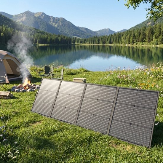 MHPOWOS 220W Opvouwbaar Zonnepaneel, Monokristallijn ETFE, IP67 Waterdicht met steunen, voor draagbare krachtstations, camper en kamperen — afbeelding 2