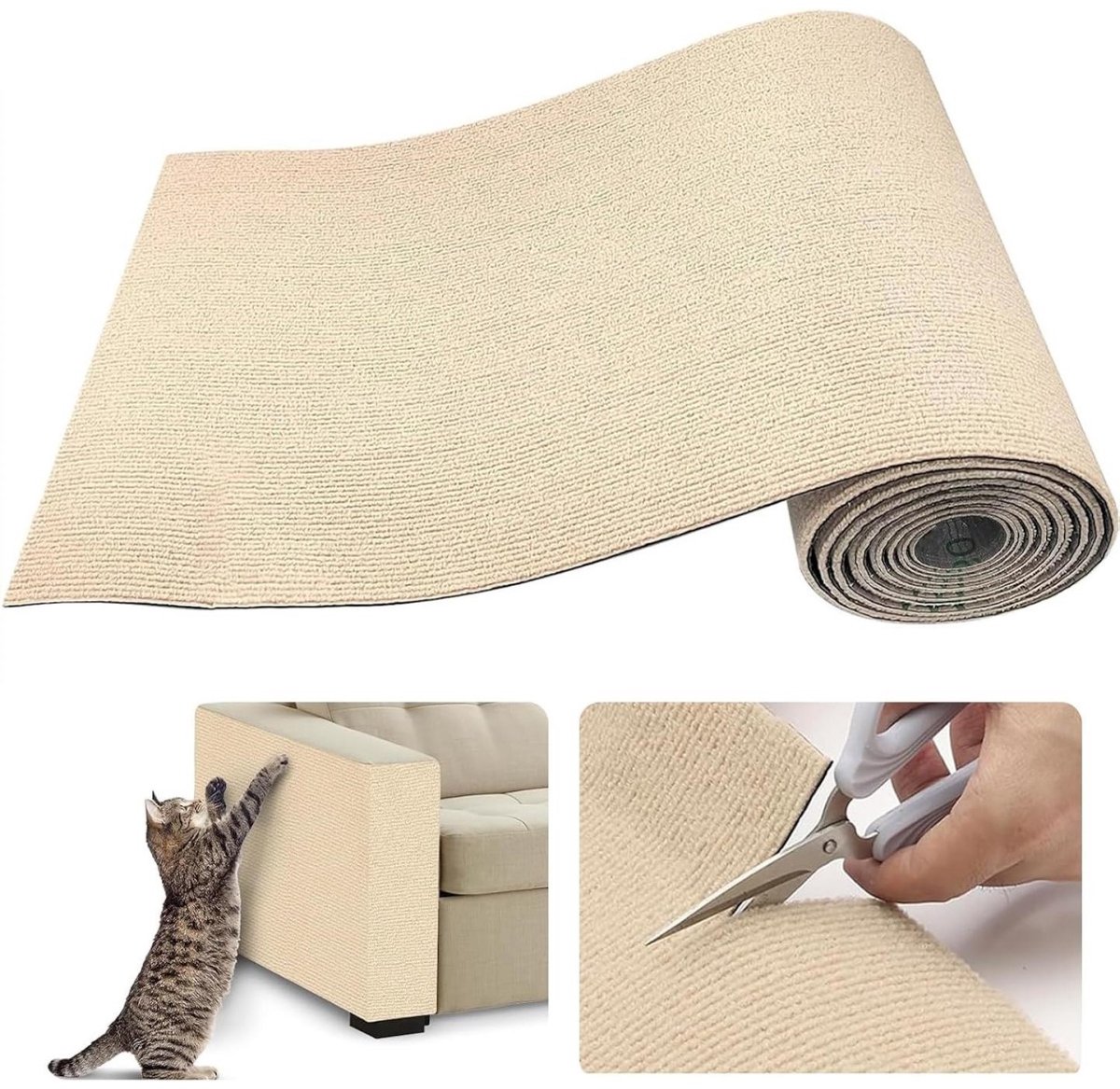 SSTRWGOOD Zelfklevende anti-krasmat - Geschikt voor banken en muren - 40 x 200 cm - beschermt banken en katten tegen krassen - op maat te knippen - voorkomt krassen van katten - doe-het-zelf kattenkrabbeschermer - kattenkleed - kaki