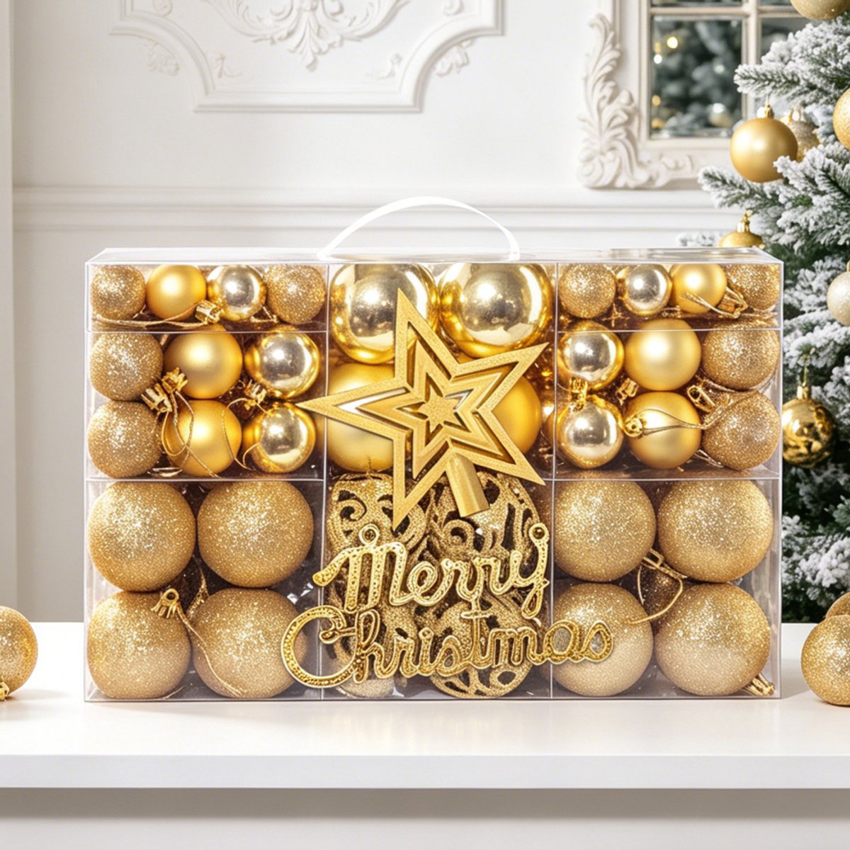 Kerstballen Goud - 102 Stuks Kerstboomversiering - Onbreekbare Kerstballen & Ornamenten - Hangende Kerstdecoratie voor Kerstboom