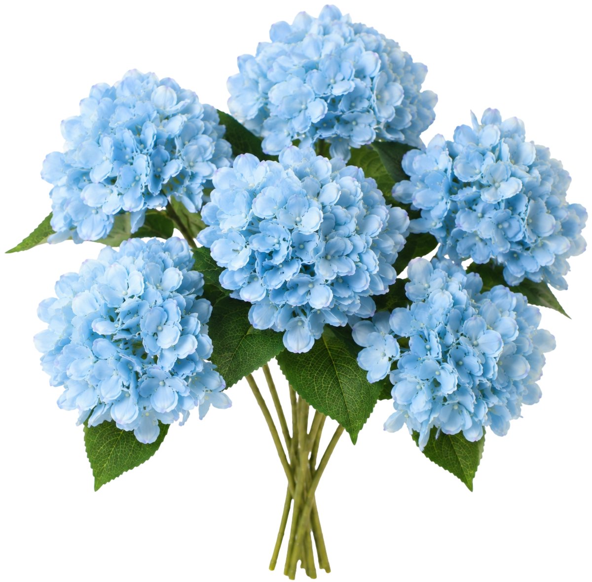 ROSIFY Kunstbloemen Kunst Hortensia - Nepbloemen - Kunstbloemen Boeket - Set van 6 stuks - 46cm - Blauw Blauw 6