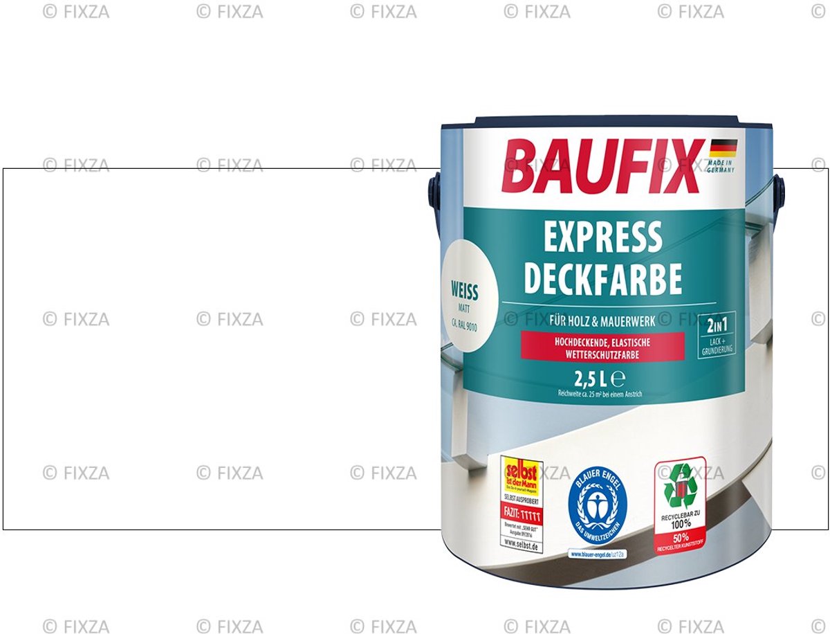 BAUFIX Express Universele Lakverf – Wit – Mat – Hout, Steen & Beton – Sneldrogend en Weerbestendig – 2,5L
