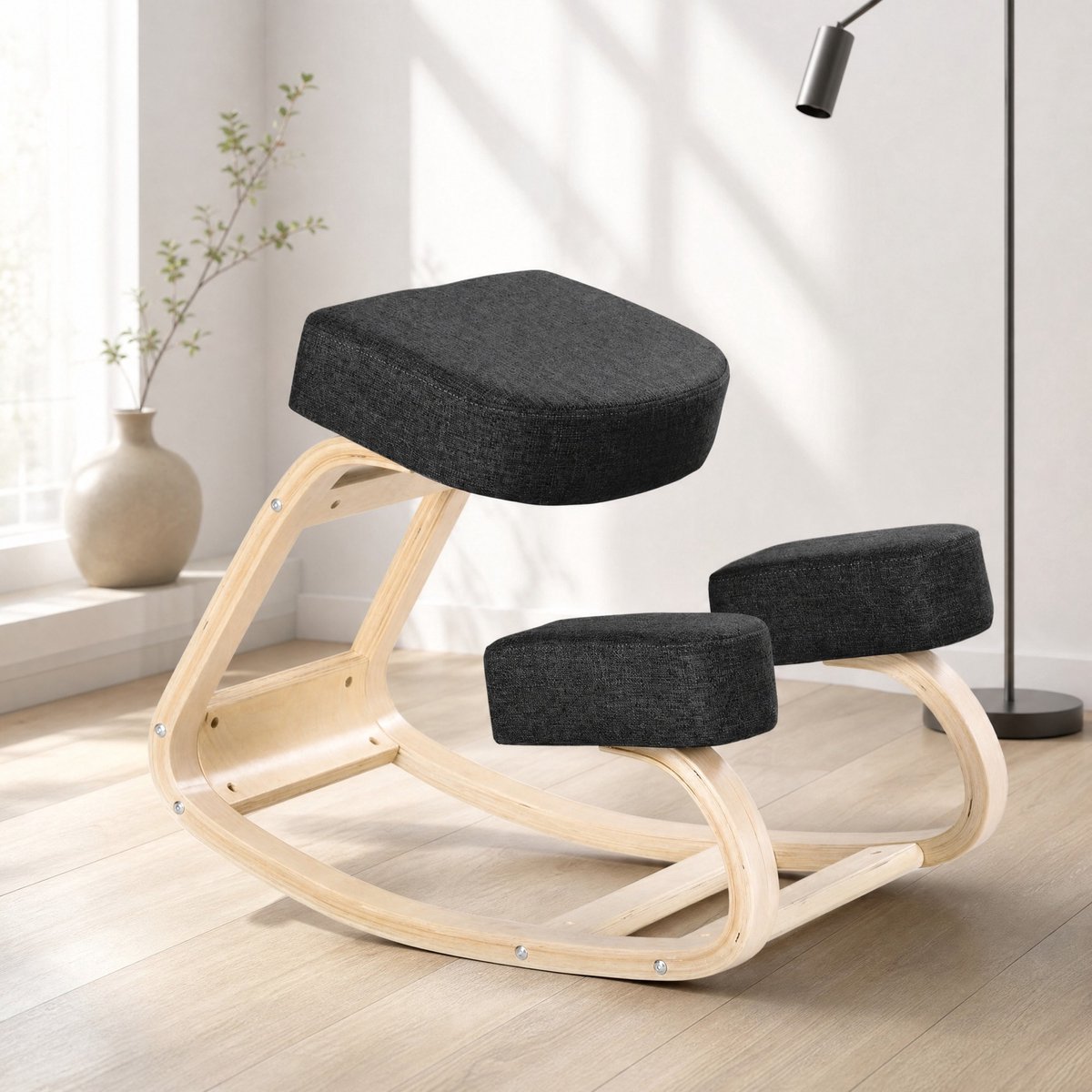 MODFU - Kniestuhl - Ergonomisch - Verstelbare Zithoogte - Hout - Zwart
