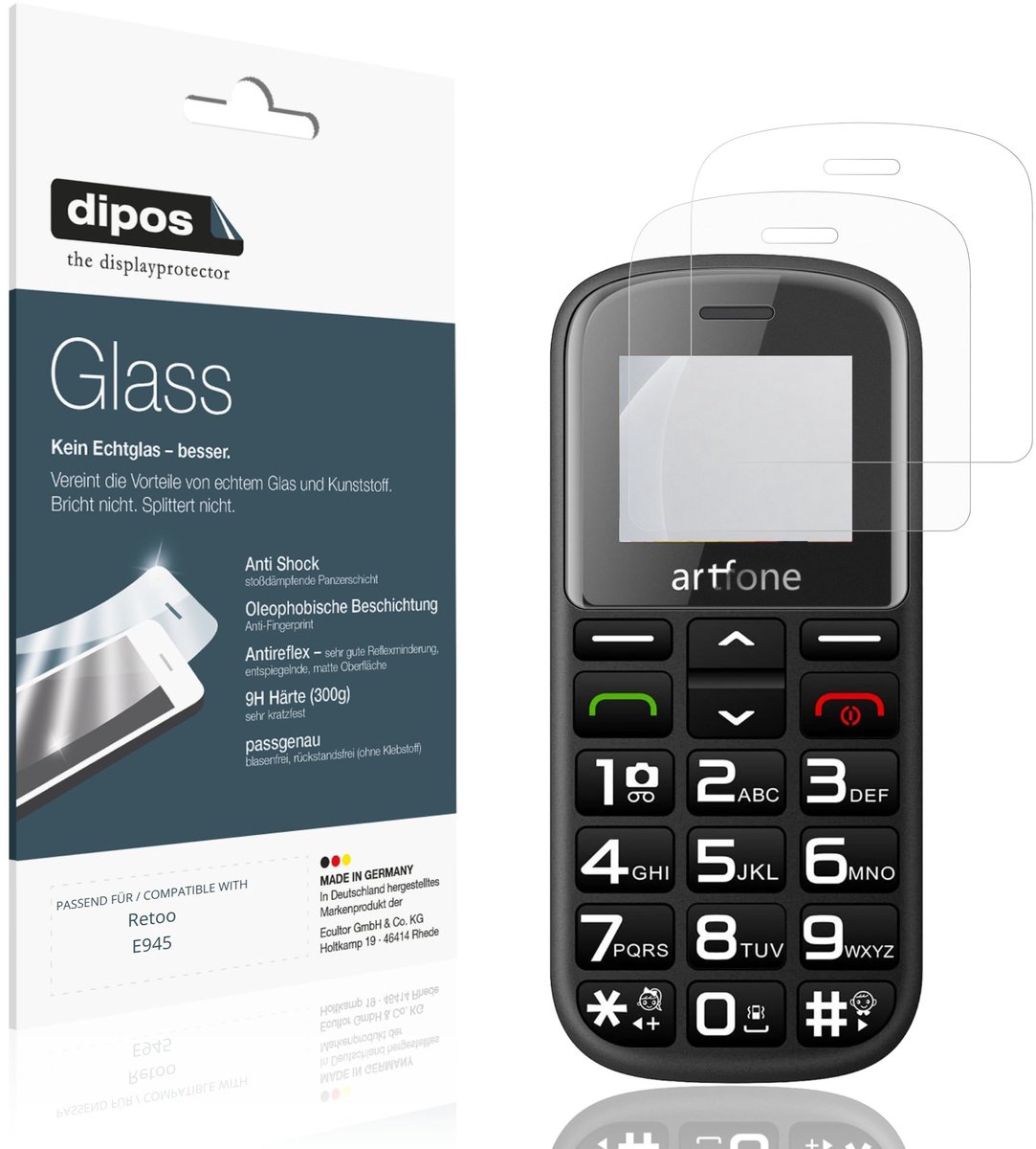 dipos – 2x Matte Pantserfolie geschikt voor Retoo E945 | 9H Screenprotector