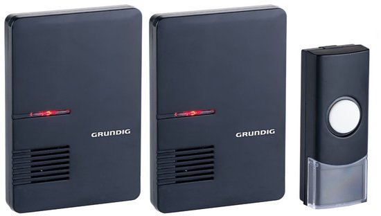 Grundig Deurbelset - Deurbel met Zender en 2 Ontvangers - 80 Meter Bereik - Zwart — afbeelding 2