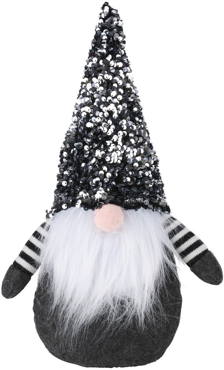 Arti Casa Kerst Kabouter - Gnoom Kerstdecoratie - Gnome 18x36 cm - Kerst Gnome met Glitters - Kerstversiering Gnome Kerst - Zwart