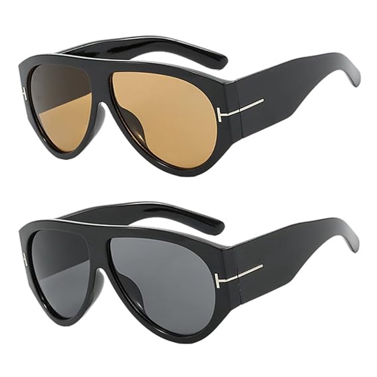 Twee stijlvolle zonnebrillen, retro zonnebrillen, eenvoudige en veelzijdige zonnebrillen, modieuze kledingaccessoires en zonnebrillen op maat.