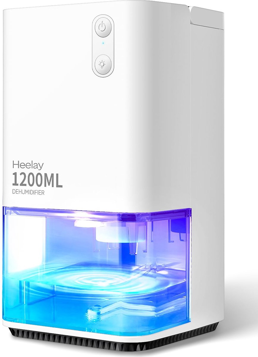 Luchtontvochtiger 1200 ml – Stil – Automatische uitschakeling – Ontdooifunctie – 7 LED-kleuren – Wit