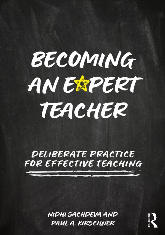 Boekomslag van 'Becoming an Expert Teacher' met witte tekst op een zwarte achtergrond.