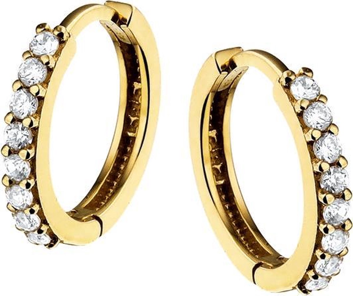 Sparkle14 Klapoorringen Zirkonia - Goud