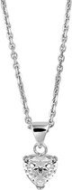 Glams Ketting Hart Zirkonia 1,3 mm 41 + 4 cm - Zilver