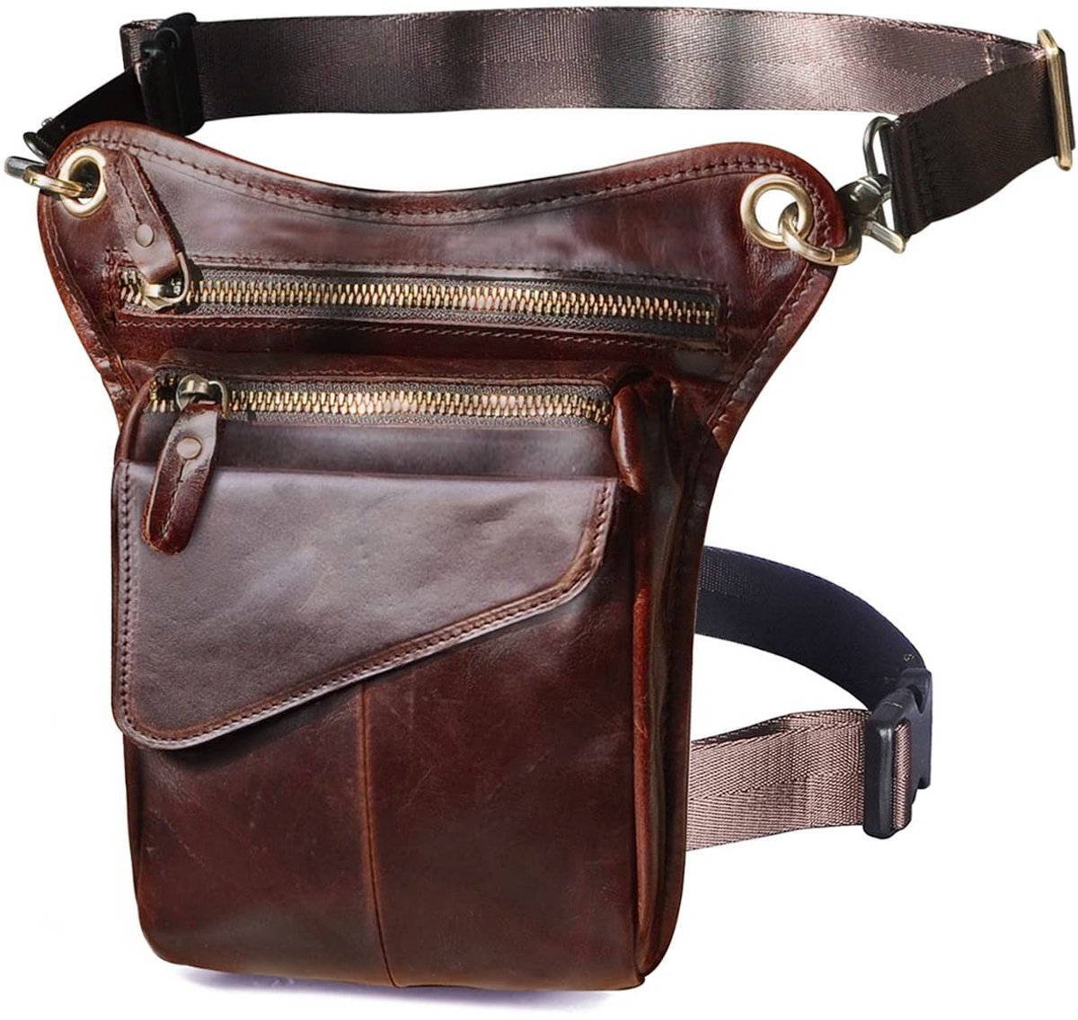Elzusha - Fanny Pack voor Fietsen - Echt Leer - Zwart