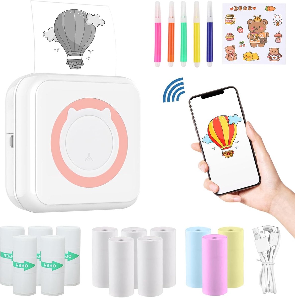 Miniprinter voor smartphone - Roze - Draagbare Thermische Printer - Voor Notities en Foto's