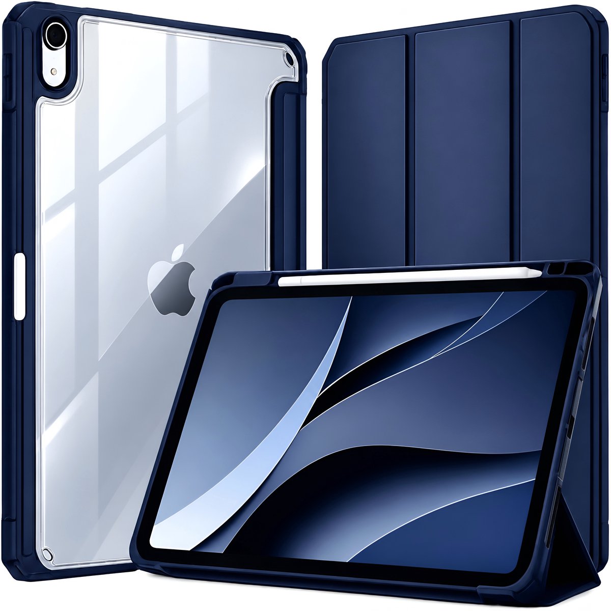 Sounix Tablet hoes Geschikt voor Apple iPad 11 (2025) A16 / Apple iPad 10.9 (2022) - Hoesje met Pencil Houder Uitsparing - Donkerblauw