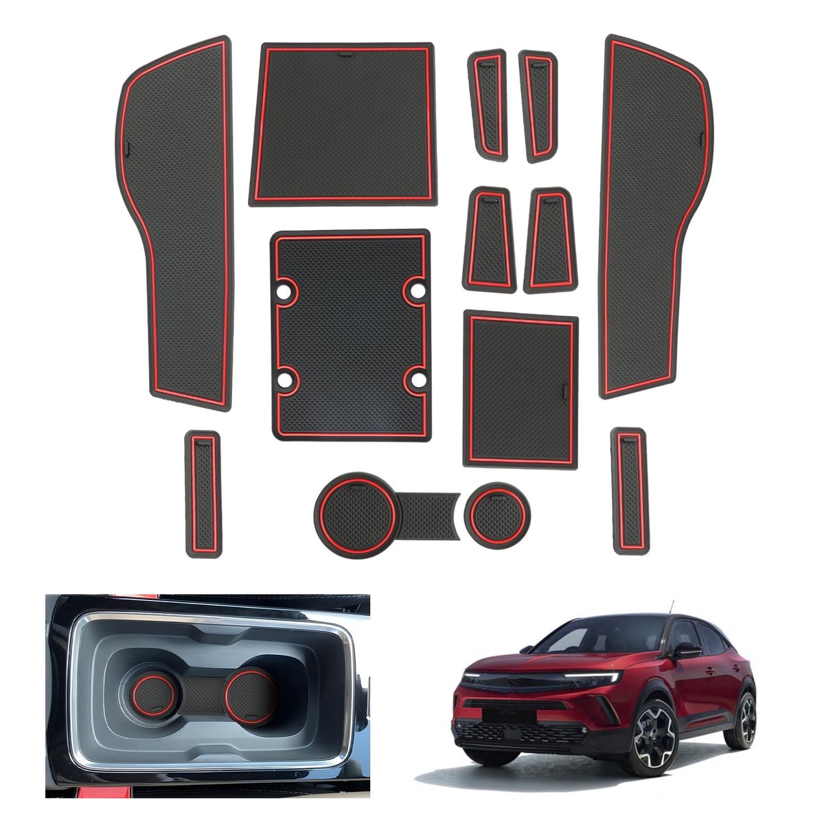 Elzusha - Antislipmatten voor Opel Mokka B 2021-2025 - Rood